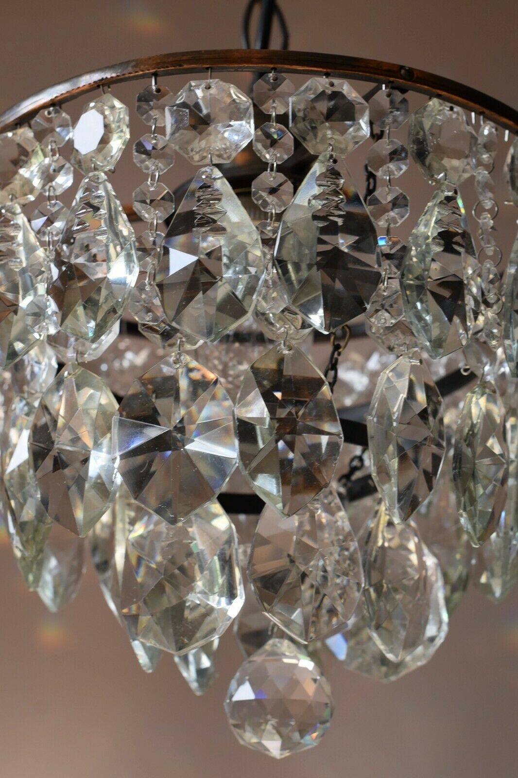 Mini Vintage Crystal Chandelier in Antique French Style Lighting Pendant Lamp