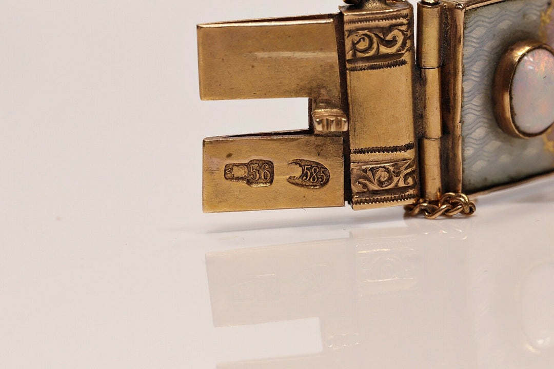 アンティーク ロシア 14K オパリンとエナメルのブレスレット
