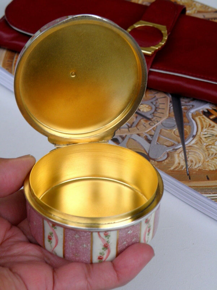 French Sterling Silver Antique Large Enamel Box Fabulous Decor