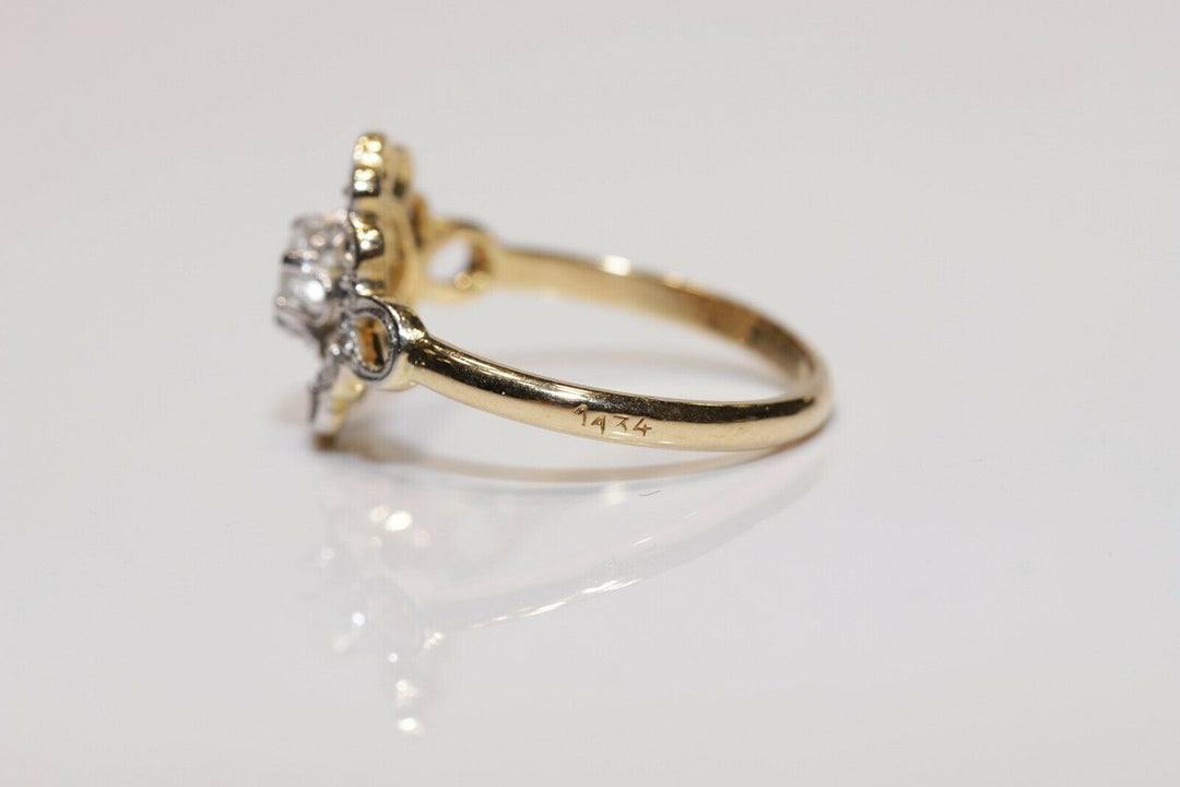 アンティーク オリジナル 14K アールデコ ナチュラルローズカットダイヤモンドのリング