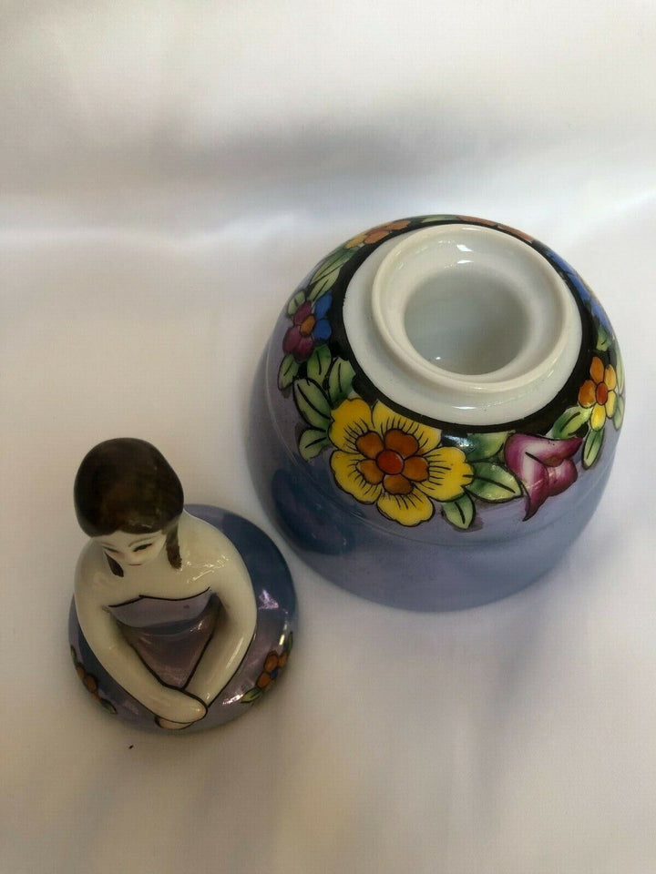 オールドノリタケ　デコレディ　女性の置物（小物入れ）