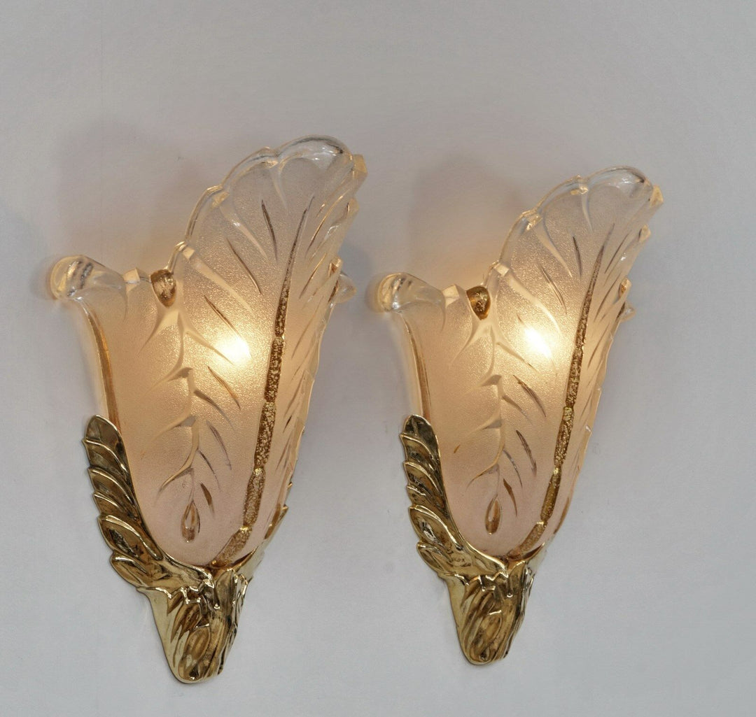 Gauthier EJG EZAN : PAIR OF FRENCH ART DECO WALL SCONCES .. lamp 1930 muller era
