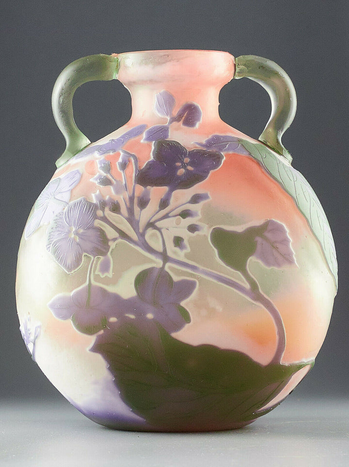 エミールガレ　紫陽花の花が描かれた両耳付きの花瓶