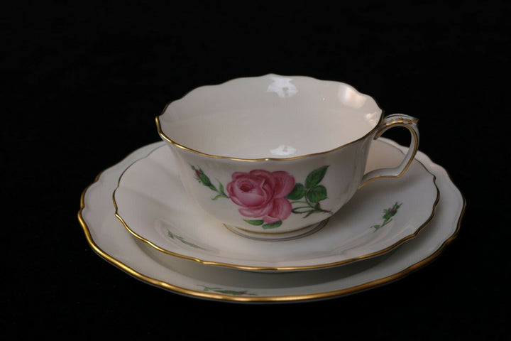 マイセン(Meissen)　カップ・ソーサー・プレート　ピンクローズ　2級品