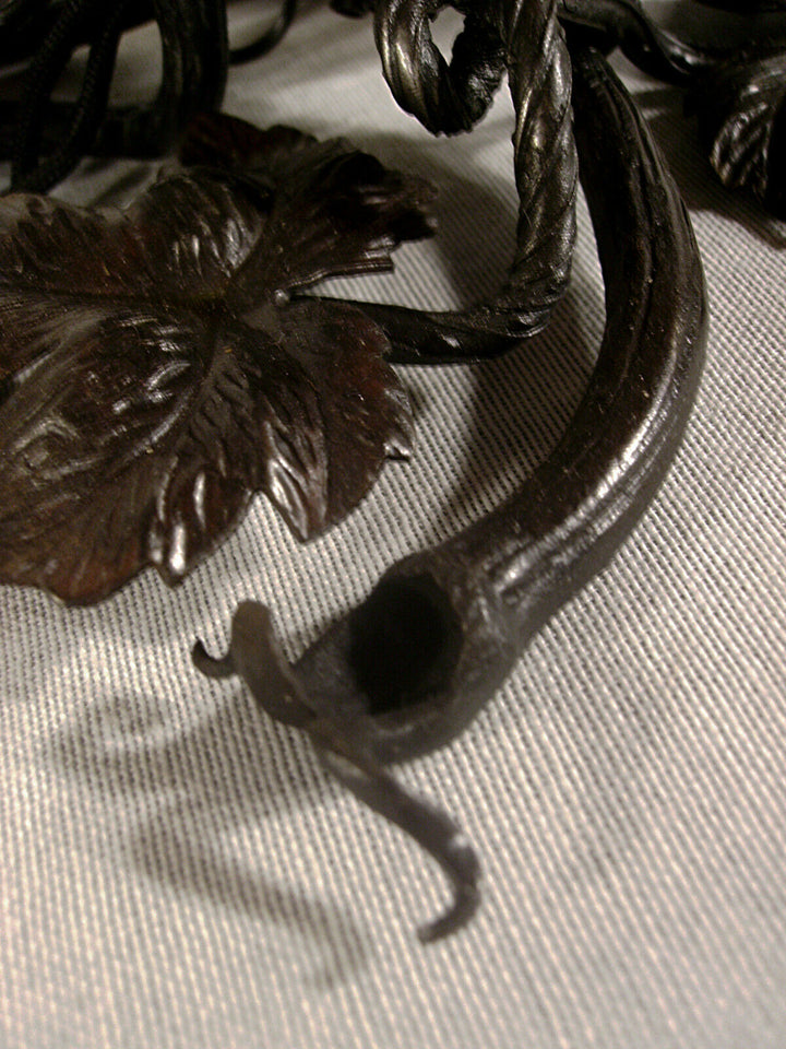 DAUM ☨ NANCY – lampe art déco en fer forgé et tulipe 1925/1930