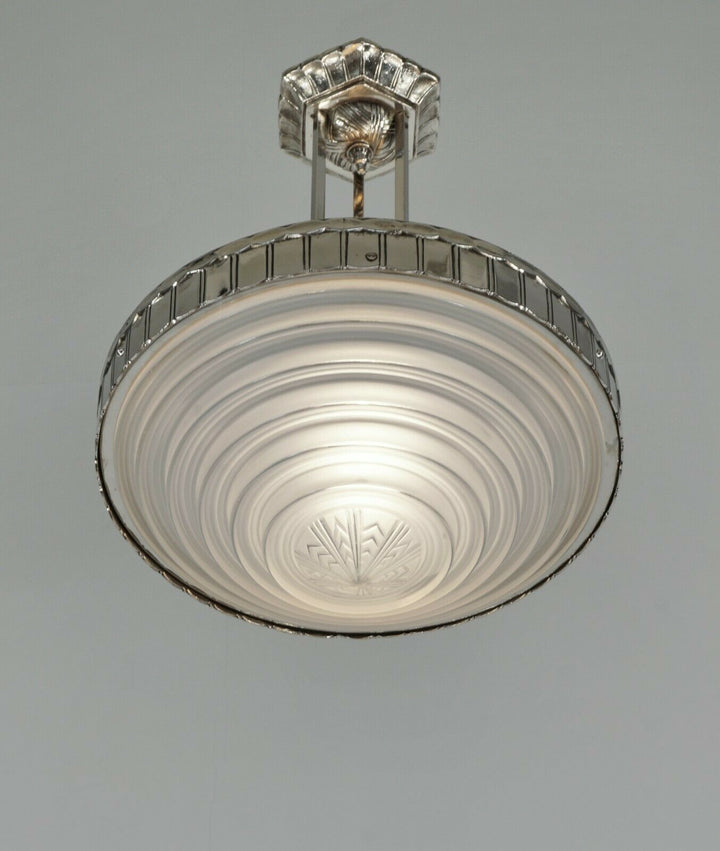 LELEU : FRENCH 1930 ART DECO CHANDELIER .......... 1935 pendant lamp muller era