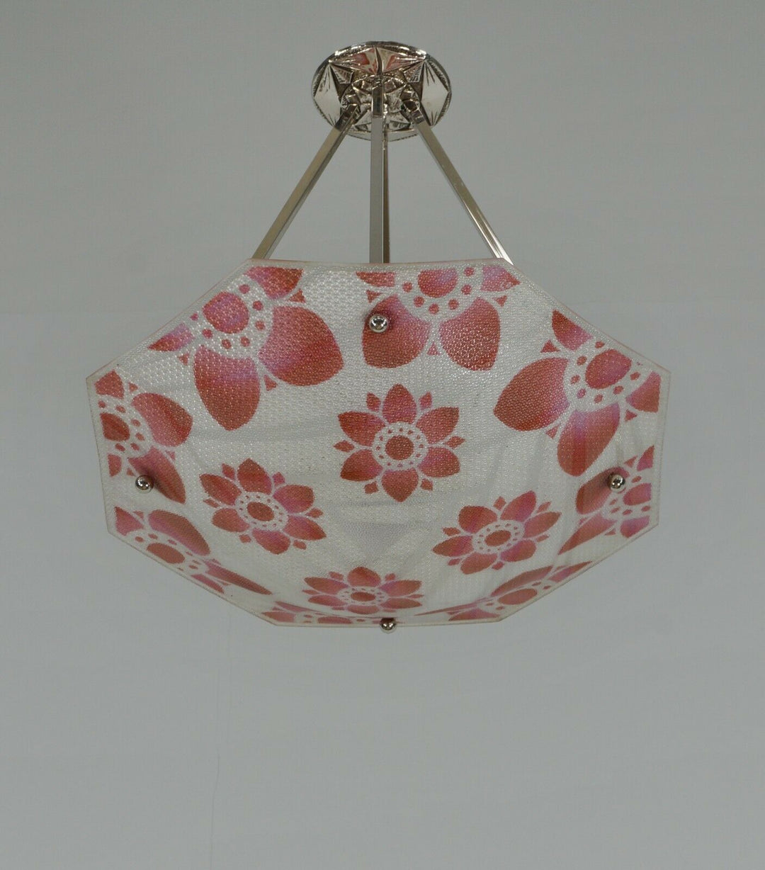 LOYS LUCHA : FRENCH 1930 ART DECO CHANDELIER .... pendant lamp daum era France