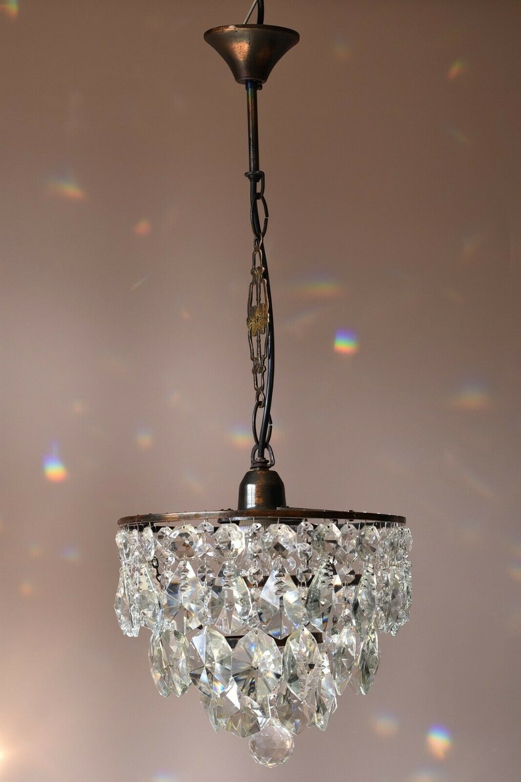 Mini Vintage Crystal Chandelier in Antique French Style Lighting Pendant Lamp