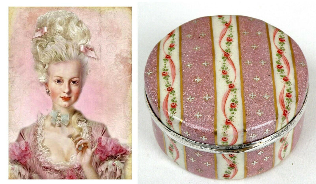 French Sterling Silver Antique Large Enamel Box Fabulous Decor