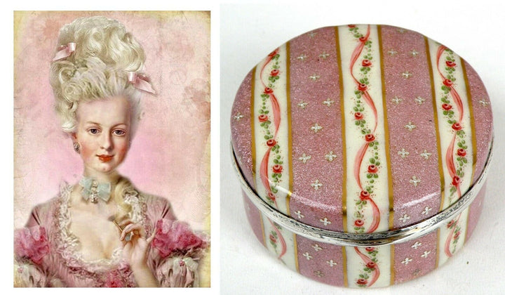 French Sterling Silver Antique Large Enamel Box Fabulous Decor