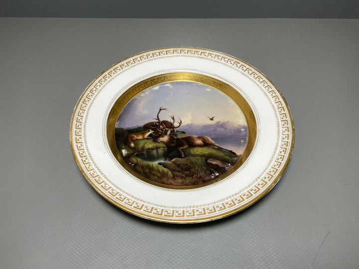 KPM BERLIN TELLER JAGDMOTIV WILDMALEREI HIRSCHE FUCHS LANDSCHAFT 1.WAHL UM 1849