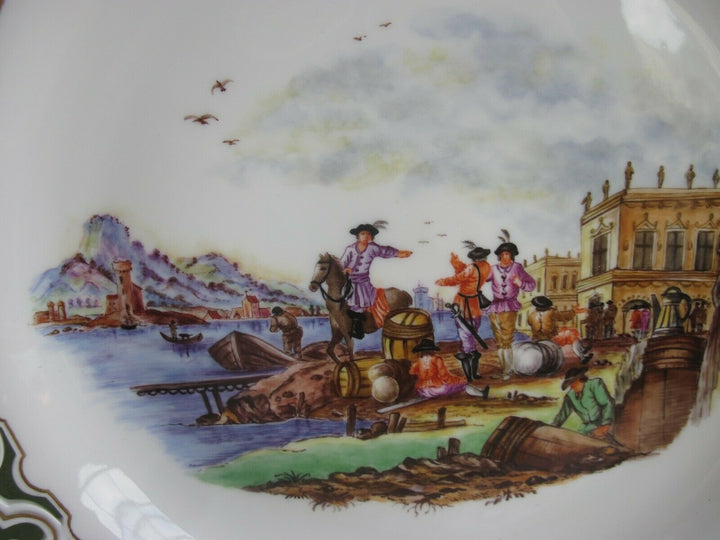 Schöner großer Meissen Wand-Teller mit Hafen / Handels-Szene