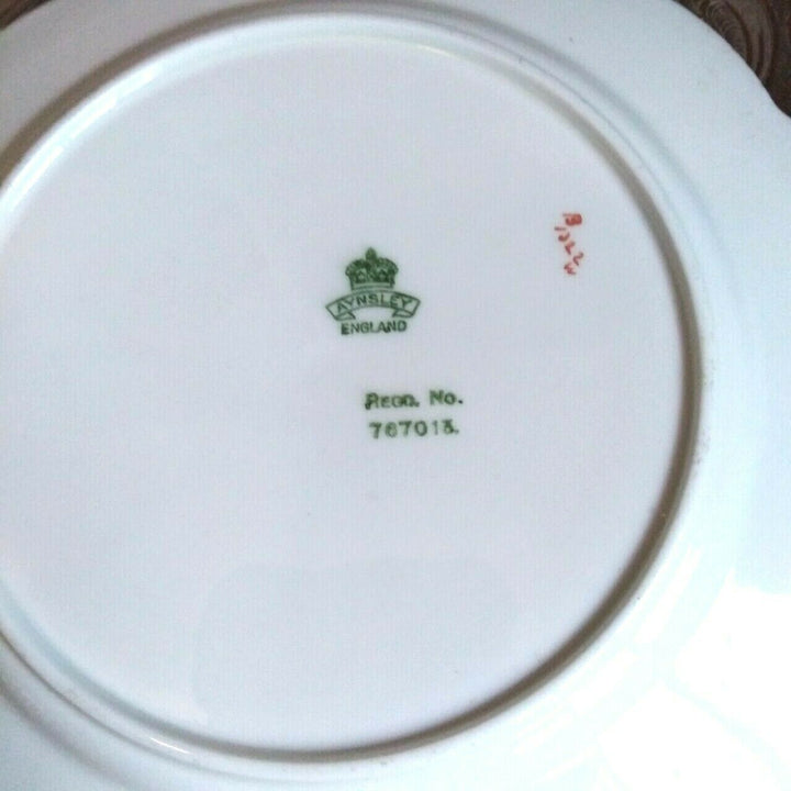 RARE Green & White Aynsley Butterfly handle Art Deco Teacup Saucer Side Plate