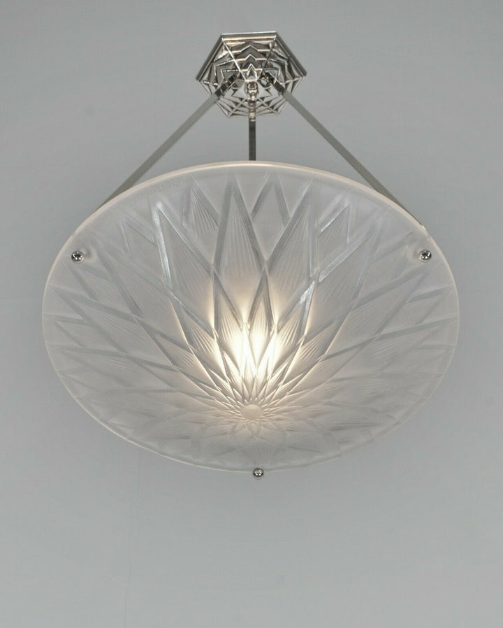 Pierre d'Avesn LORRAIN DAUM : A FRENCH 1930 ART DECO PENDANT . chandelier France