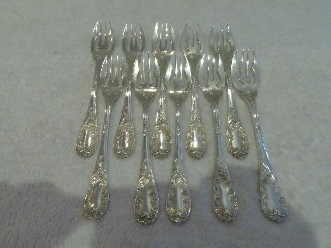 1900 french silver (minerve 950) 10 fish forks E Puiforcat french rococo st