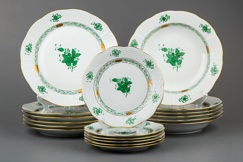 ヘレンド アポニーグリーン プレート3種 6客18枚セット – アンティーク