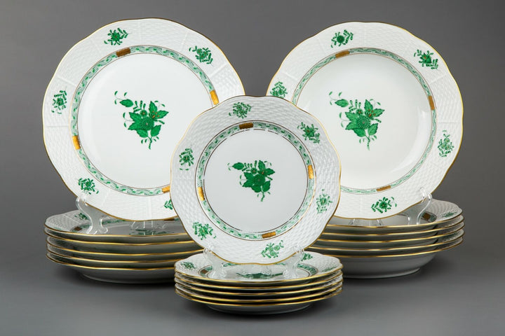 ヘレンド アポニーグリーン プレート3種 6客18枚セット – アンティーク