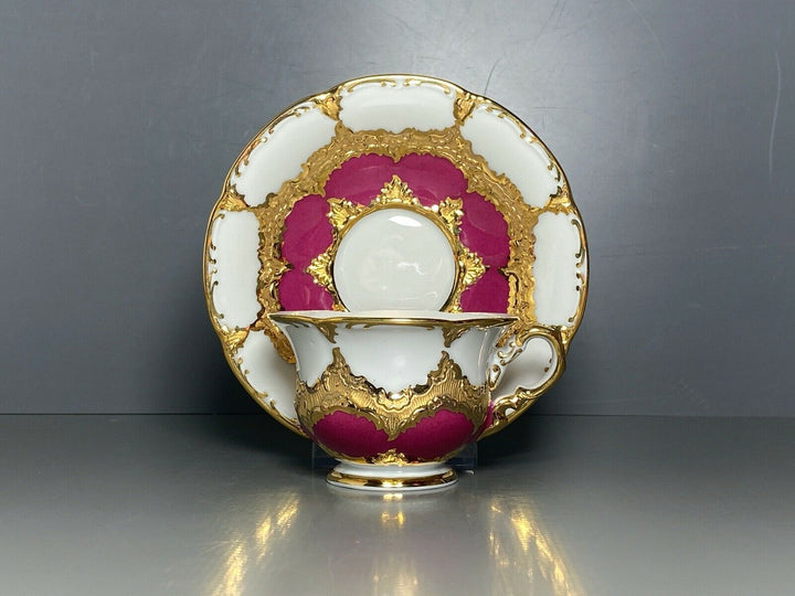MEISSEN MOKKA GEDECK 2-TLG TASSE UT B-FORM WEINROT ROT BORDEAUX VIEL GOLD Nr.4