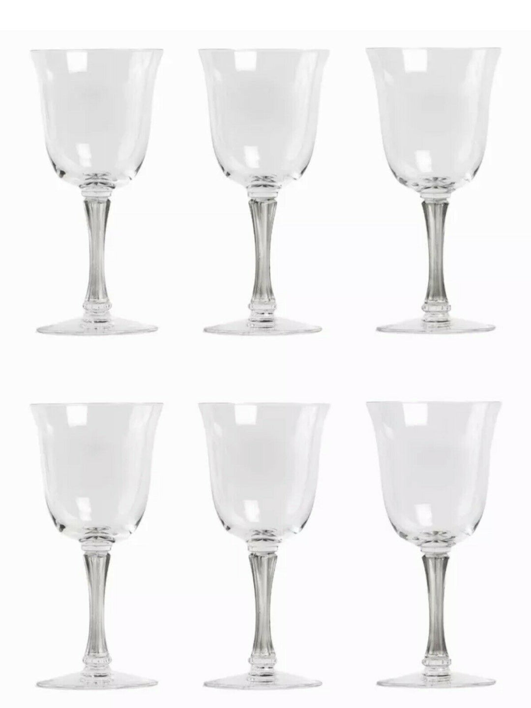 6 Verres à Vin Rene Lalique Barsac Gris R.Lalique 6 Wine Glasses Grey