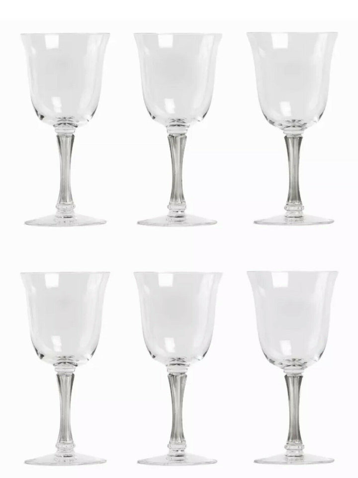6 Verres à Vin Rene Lalique Barsac Gris R.Lalique 6 Wine Glasses Grey