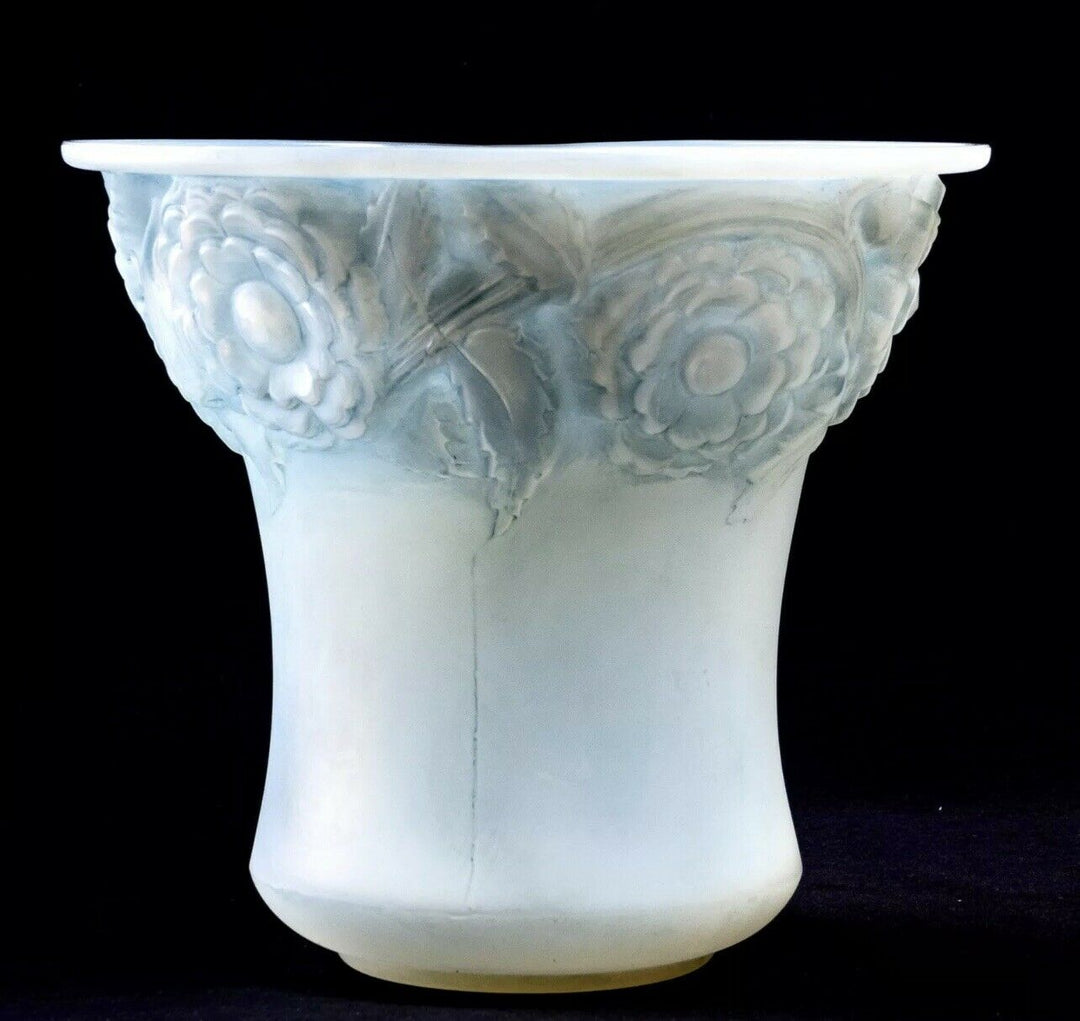 Vase Orleans René Lalique Opalescent Patine Bleu R.Lalique Double Cased Glass