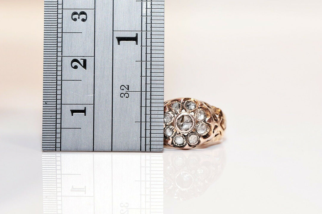 アンティーク オリジナル 10K ナチュラルローズカットダイヤモンドのオスマンリング