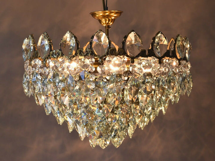 Flush Antique French Vintage Crystal Chandelier Pendant Low Ceiling Lighting