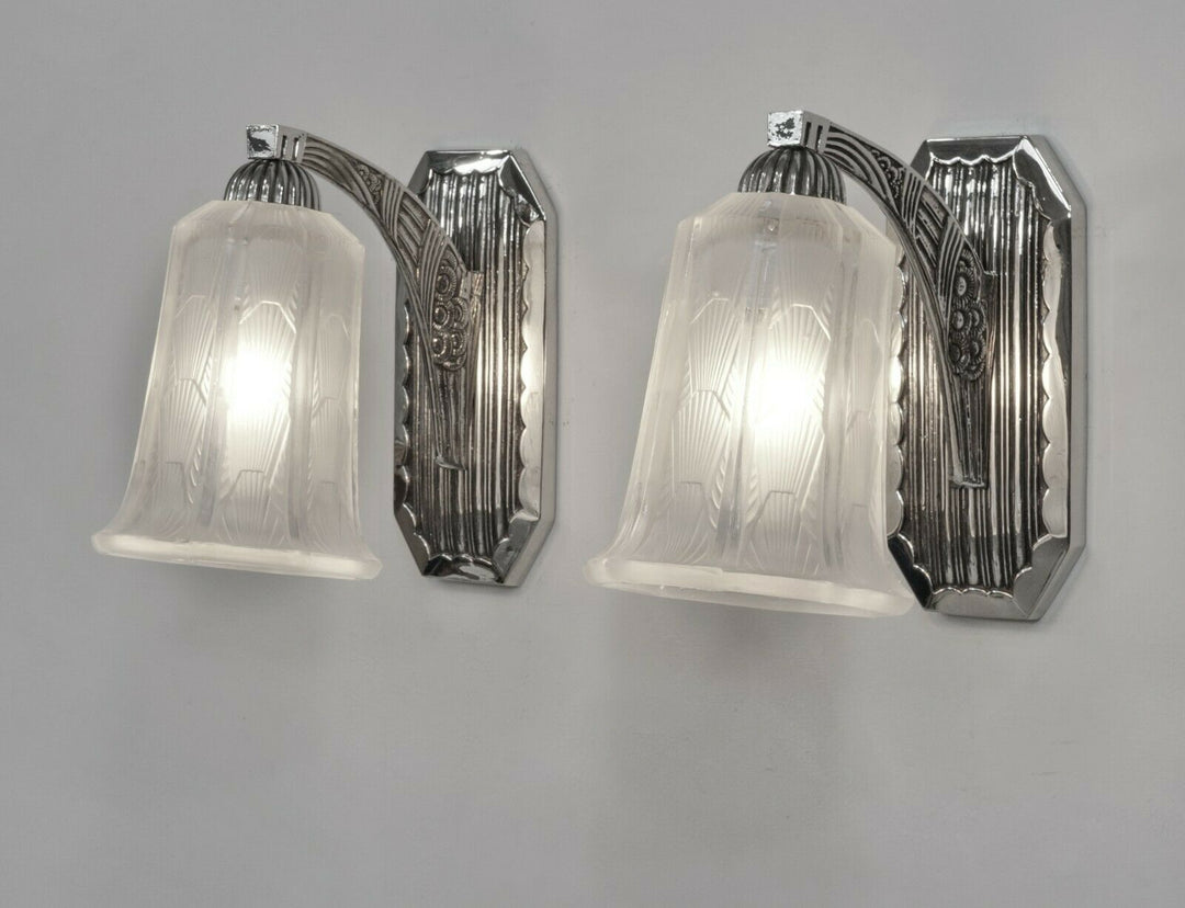 HETTIER & VINCENT : pair of French 1930 art deco wall sconces ..... lamp France