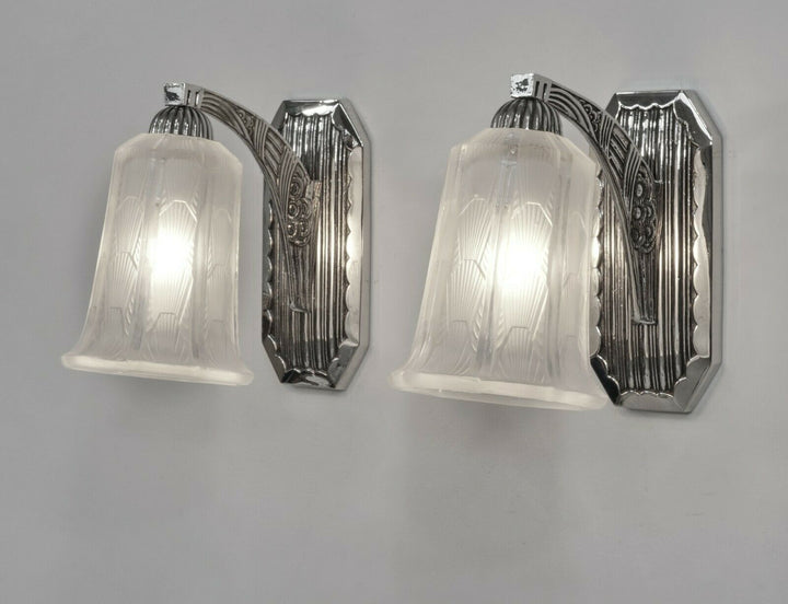 HETTIER & VINCENT : pair of French 1930 art deco wall sconces ..... lamp France