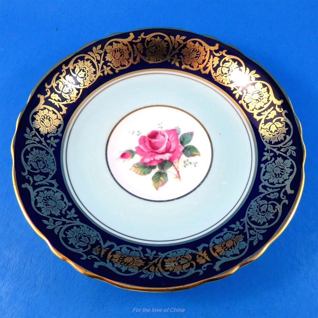 パラゴン　コバルトの縁取りとローズの模様のカップ&ソーサー