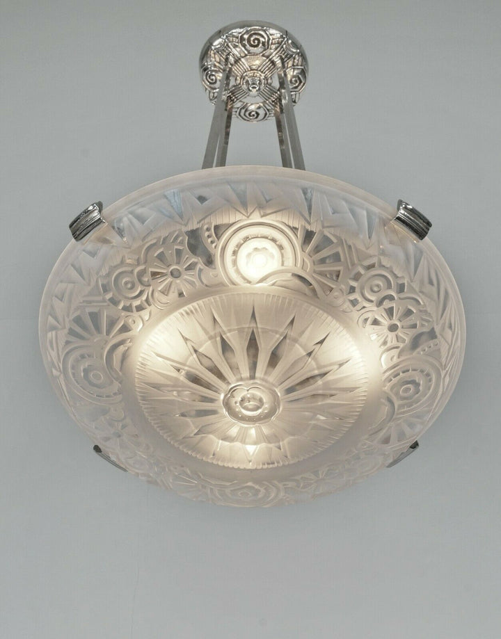 ミューラー兄弟：1930年フランスアールデコ調ペンダントシャンデリア