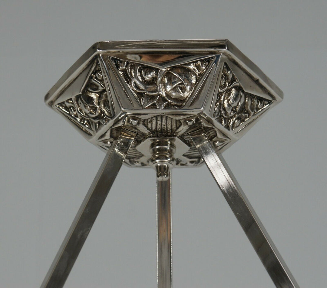 DEGUE : FRENCH 1930 ART DECO PENDANT ... chandelier Negra lamp muller era France