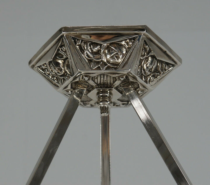 DEGUE : FRENCH 1930 ART DECO PENDANT ... chandelier Negra lamp muller era France