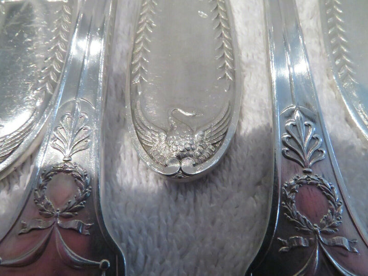 1900 French sterling 950 silver 6 dinner forks 6 soup spoons E Puiforcat swan