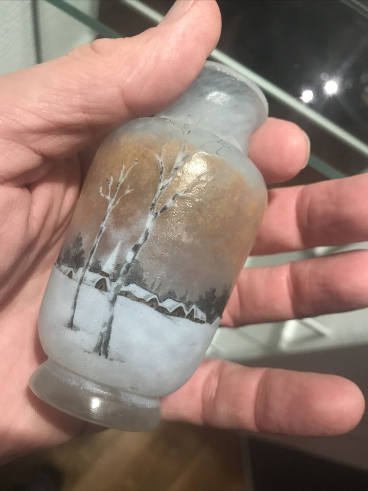 ドームナンシー (ドーム兄弟)オランダの風景と雪景色のくびれ型花瓶