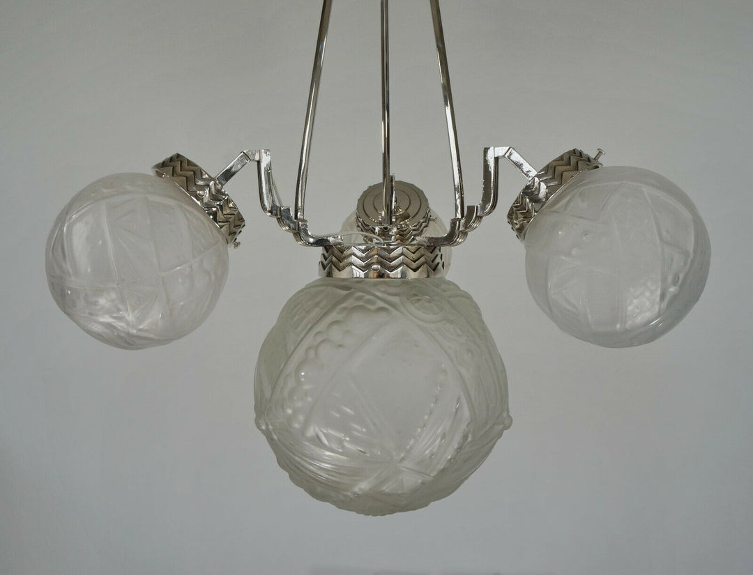 MULLER FRERES: FRENCH 1930 ART DECO CHANDELIER ........... 1925 lamp degue era