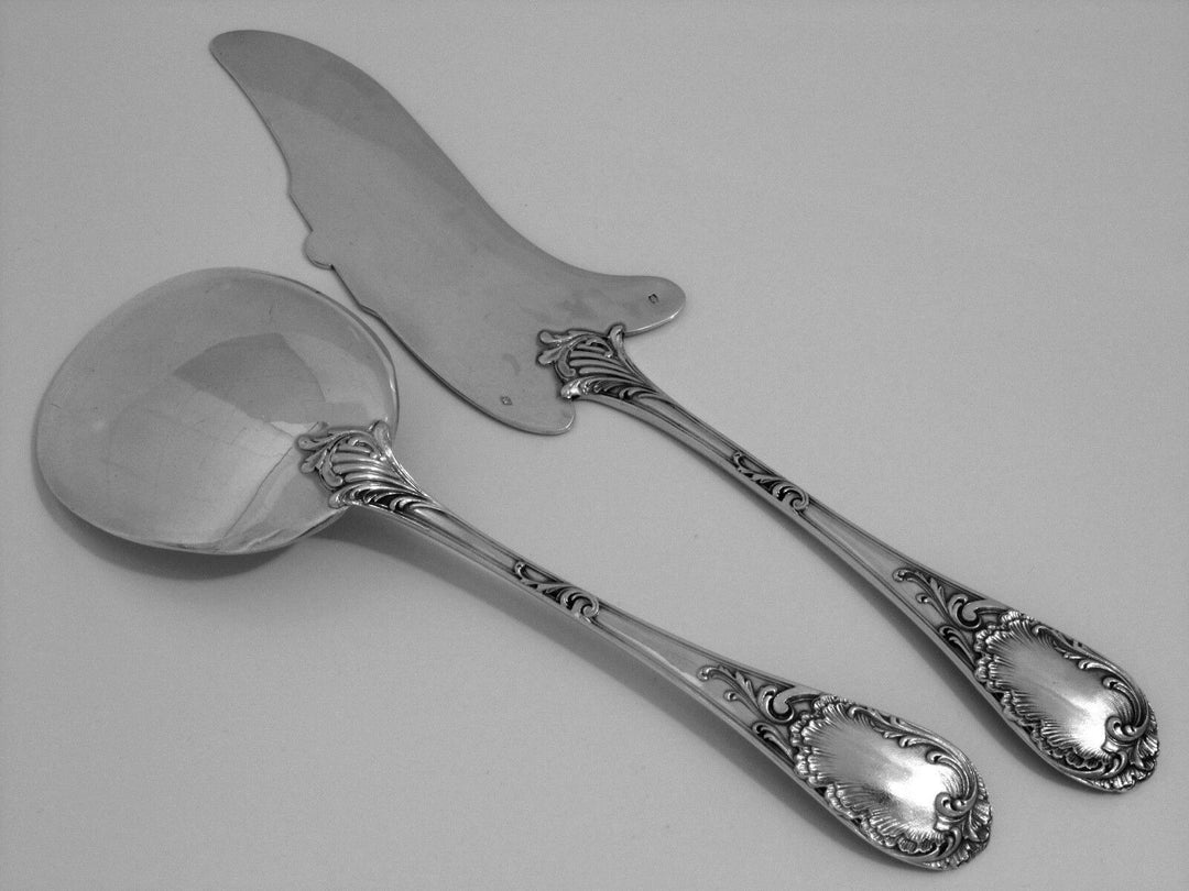 Puiforcat Fabulous French All Sterling Silver Ice Cream Set 2 pc Rococo