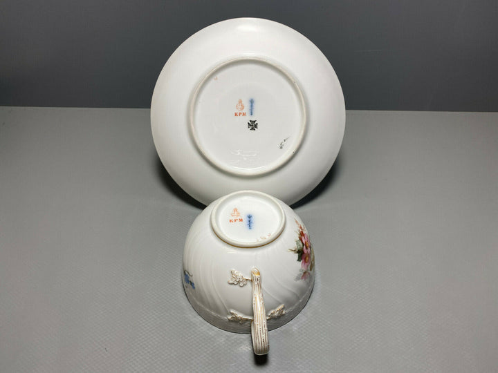 KPM BERLIN GEDECK TASSE UT NEUOSIER WEICHMALEREI BLUMEN DEKOR 50 1.WAHL 1914 Nr2