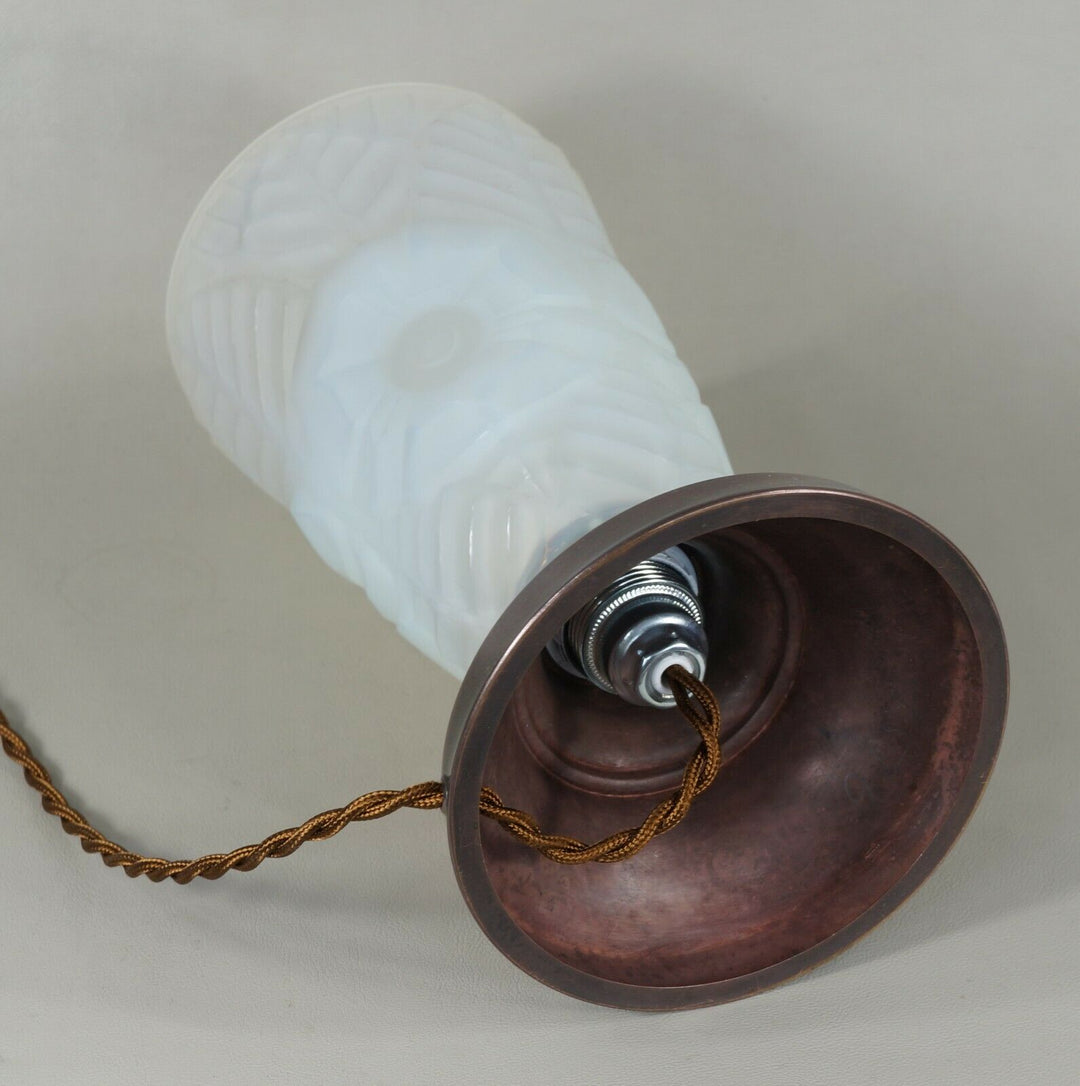 シャルル・ラン　乳白色のガラスのアールデコランプ　1930年　フランス製