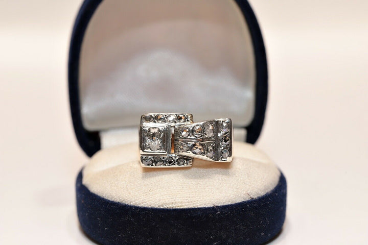 アンティーク 14K ナチュラルダイヤモンドとローズカットダイヤモンドのナイトスタイルリング