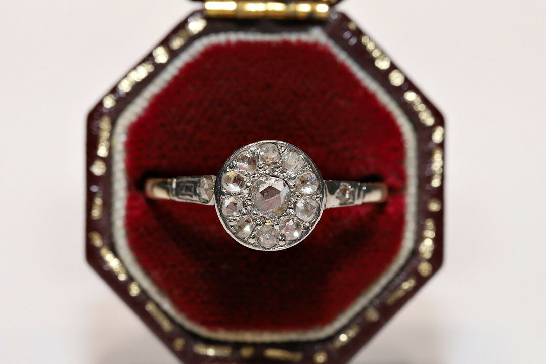 アンティーク オリジナル ヴィクトリアン 18K ナチュラルローズカットダイヤモンドのリング