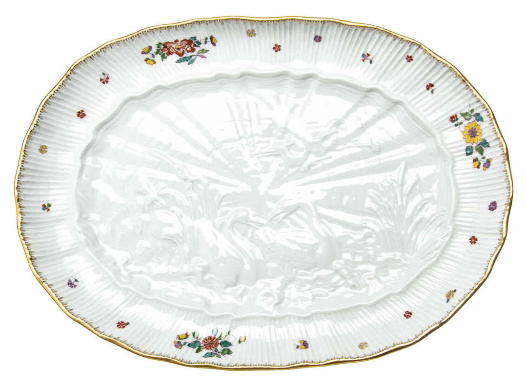 ovale Platte indische Blumenzweige Meissen Schwanenservice Modell 05308 1. Wahl