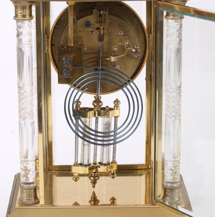 Superb Highly Decorated French Cut Crystal Regulator Clock Baccarat Style Column