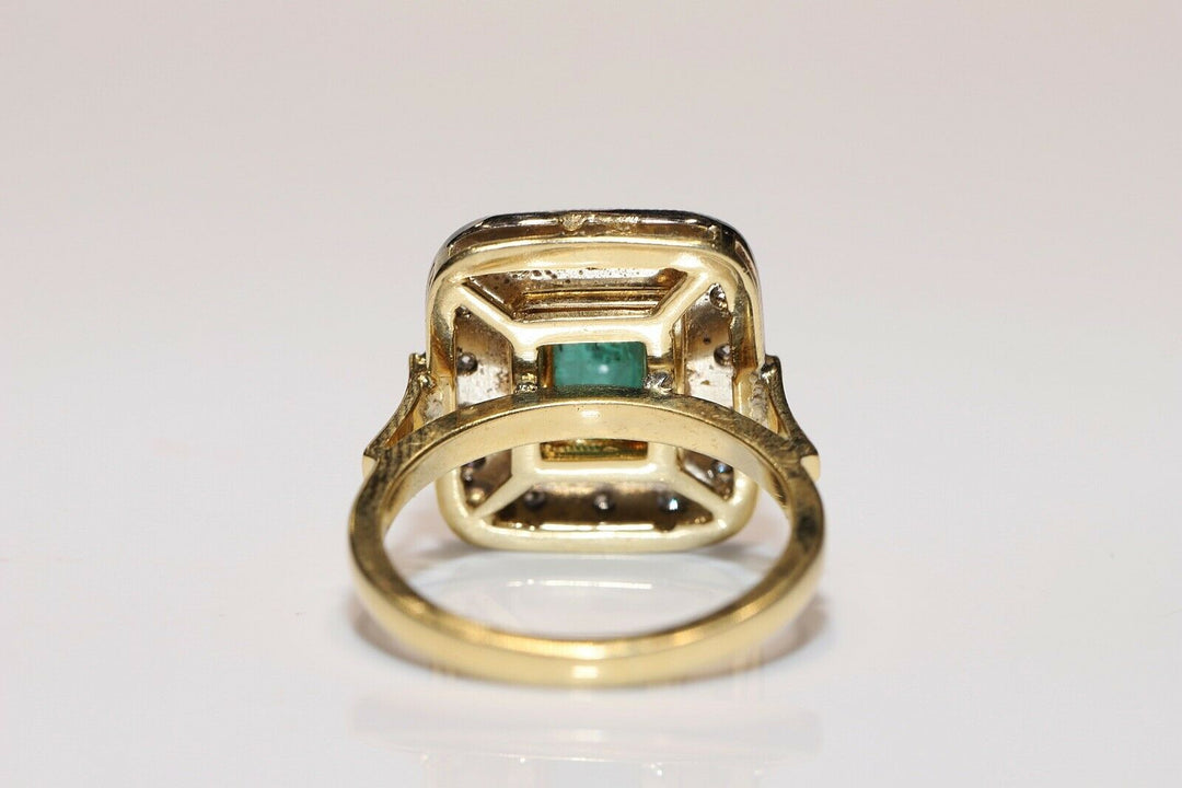 18K ナチュラルダイヤモンドとエメラルドのリング