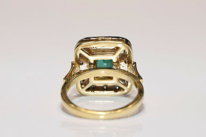 18K ナチュラルダイヤモンドとエメラルドのリング