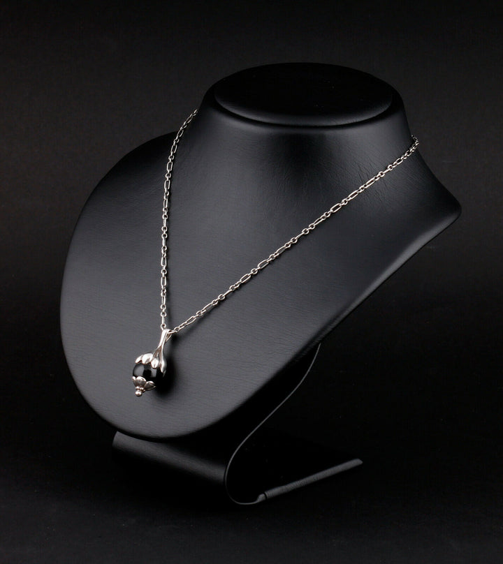 GEORG JENSEN Sterling Pendant Of The Year 1991, Onyx / Black Agate. VERY RARE!