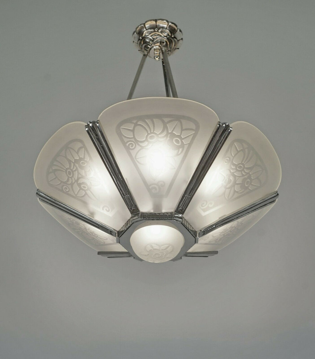LEON HUGUE : FRENCH ART DECO CHANDELIER ...... 1930 France muller degué era lamp