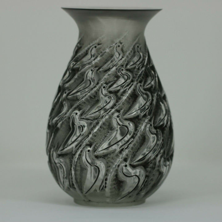 ルネ・ラリックの透明フロストガラス花瓶「カナール」