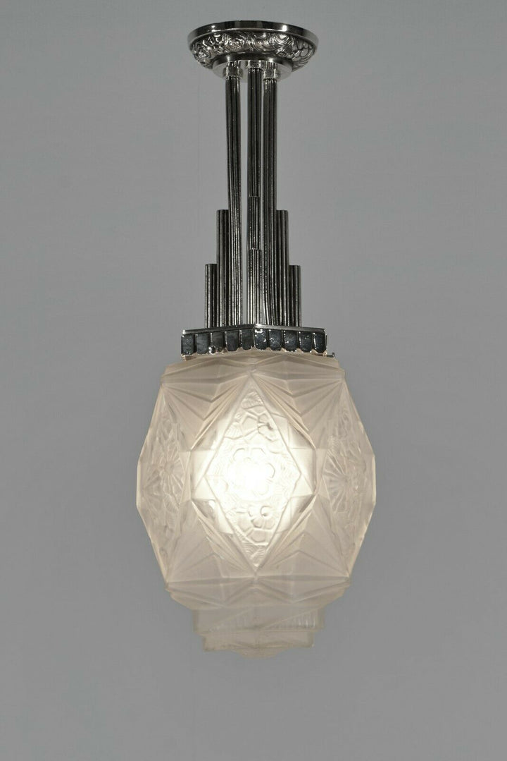 GAUTHIER EJG : 1930 FRENCH ART DECO LANTERN ...... lamp pendant France degué era