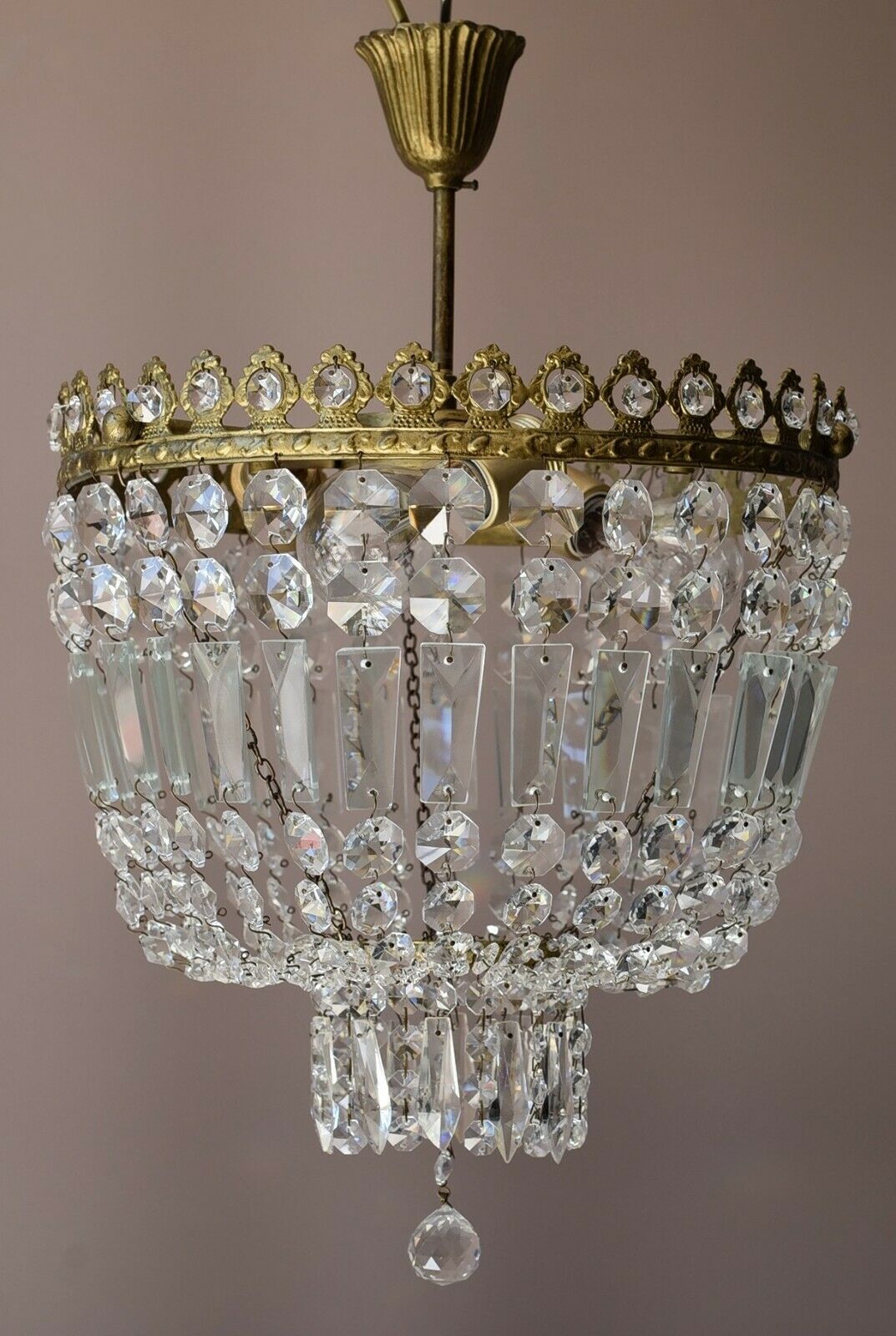 Purse Antique Flush lamp / Vintage Crystal Chandelier, Home Lighting Brass LAMP
